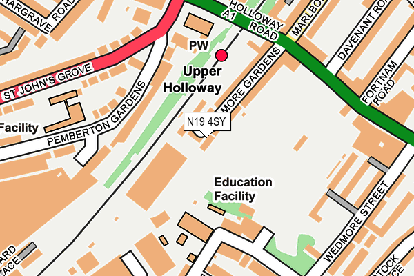 N19 4SY map - OS OpenMap – Local (Ordnance Survey)