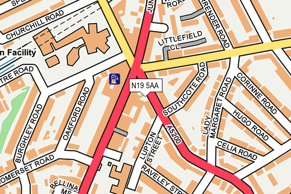 N19 5AA map - OS OpenMap – Local (Ordnance Survey)
