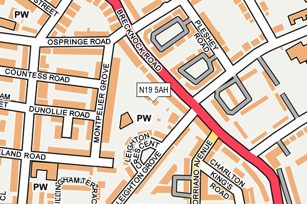 N19 5AH map - OS OpenMap – Local (Ordnance Survey)