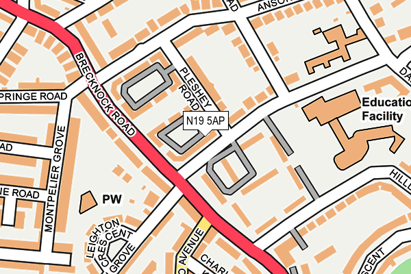 N19 5AP map - OS OpenMap – Local (Ordnance Survey)