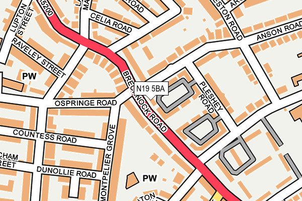 N19 5BA map - OS OpenMap – Local (Ordnance Survey)