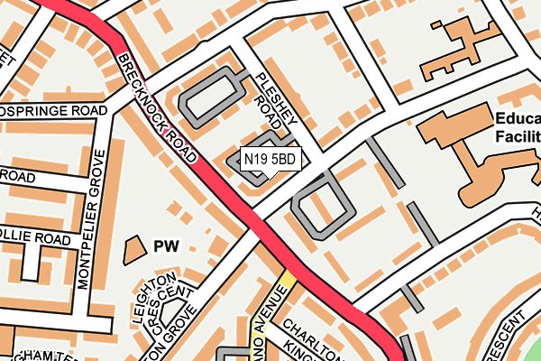 N19 5BD map - OS OpenMap – Local (Ordnance Survey)