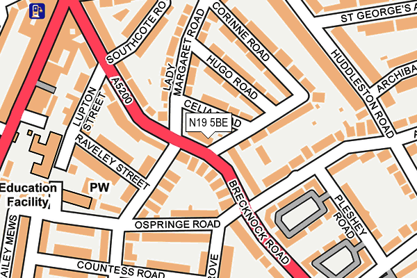 N19 5BE map - OS OpenMap – Local (Ordnance Survey)