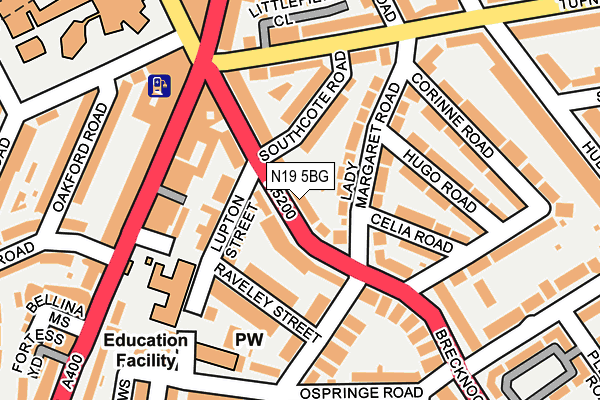 N19 5BG map - OS OpenMap – Local (Ordnance Survey)