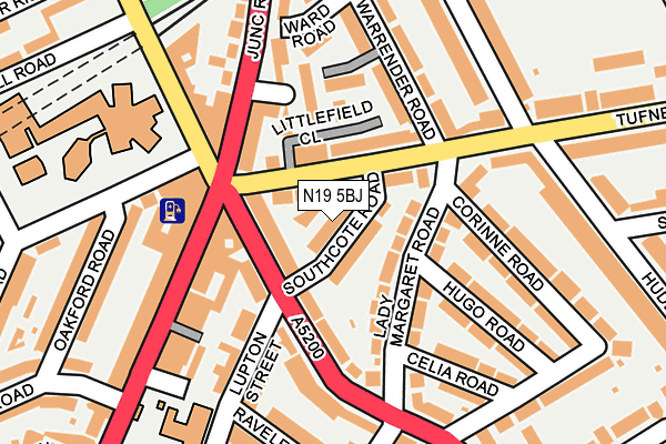 N19 5BJ map - OS OpenMap – Local (Ordnance Survey)