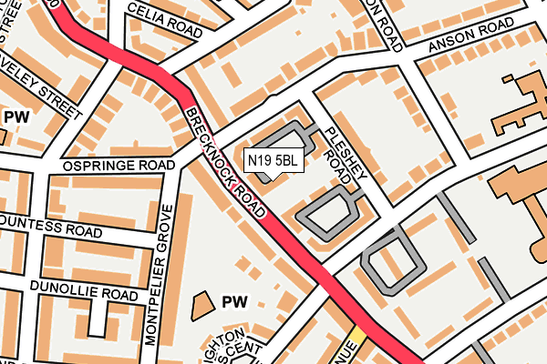 N19 5BL map - OS OpenMap – Local (Ordnance Survey)