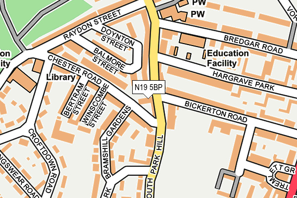 N19 5BP map - OS OpenMap – Local (Ordnance Survey)