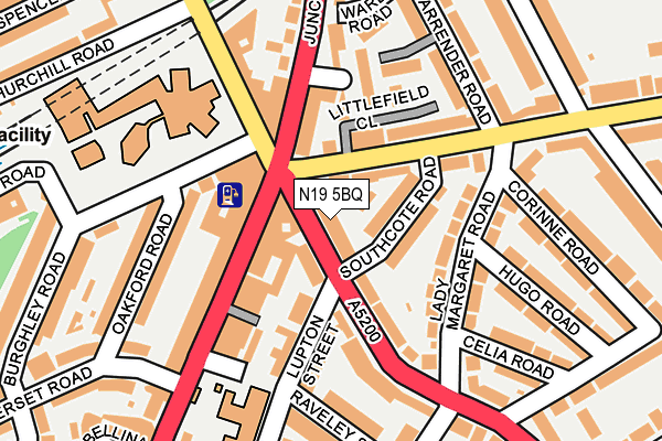 N19 5BQ map - OS OpenMap – Local (Ordnance Survey)