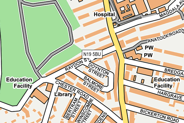 N19 5BU map - OS OpenMap – Local (Ordnance Survey)