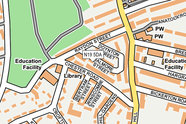 N19 5DA map - OS OpenMap – Local (Ordnance Survey)