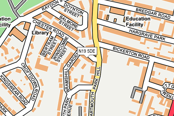 N19 5DE map - OS OpenMap – Local (Ordnance Survey)