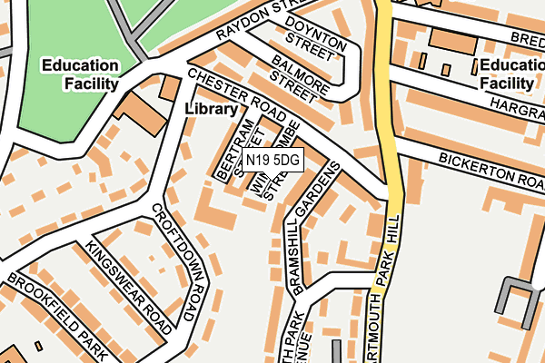 N19 5DG map - OS OpenMap – Local (Ordnance Survey)