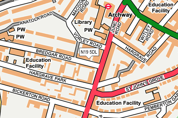 N19 5DL map - OS OpenMap – Local (Ordnance Survey)