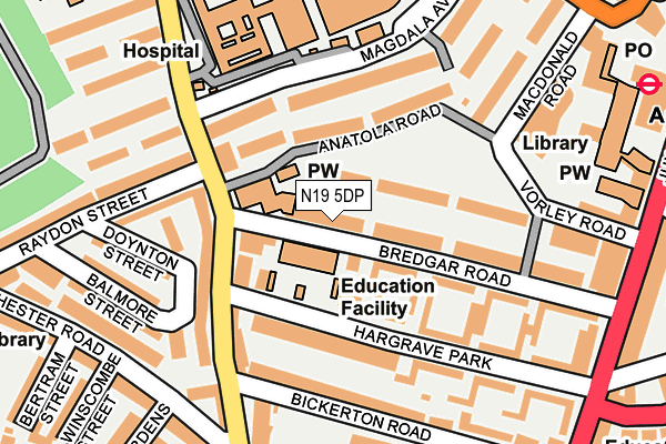 N19 5DP map - OS OpenMap – Local (Ordnance Survey)