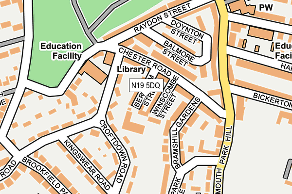 N19 5DQ map - OS OpenMap – Local (Ordnance Survey)