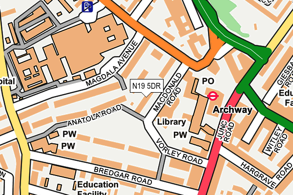 N19 5DR map - OS OpenMap – Local (Ordnance Survey)