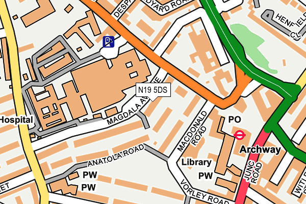 N19 5DS map - OS OpenMap – Local (Ordnance Survey)