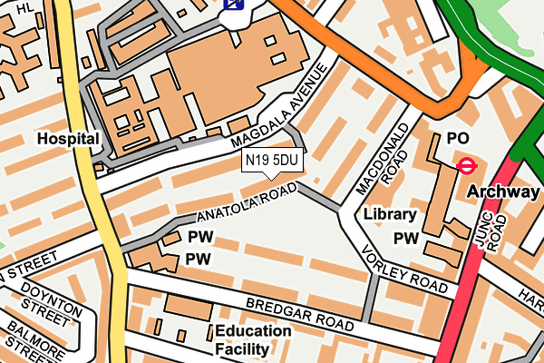 N19 5DU map - OS OpenMap – Local (Ordnance Survey)