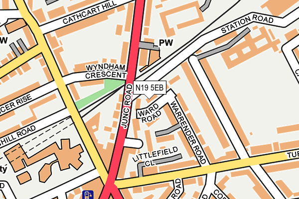 N19 5EB map - OS OpenMap – Local (Ordnance Survey)
