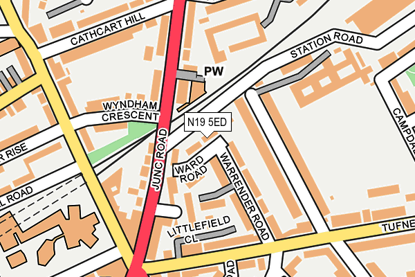N19 5ED map - OS OpenMap – Local (Ordnance Survey)