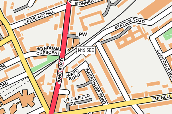 N19 5EE map - OS OpenMap – Local (Ordnance Survey)