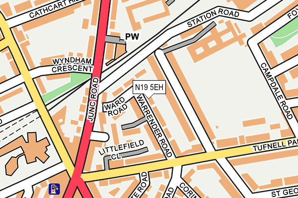 N19 5EH map - OS OpenMap – Local (Ordnance Survey)