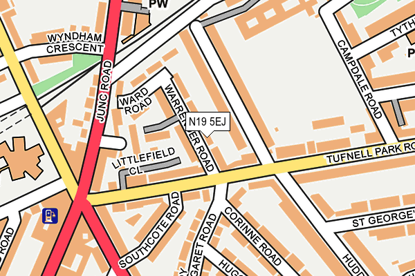 N19 5EJ map - OS OpenMap – Local (Ordnance Survey)