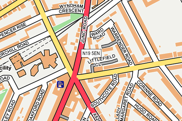 N19 5EN map - OS OpenMap – Local (Ordnance Survey)