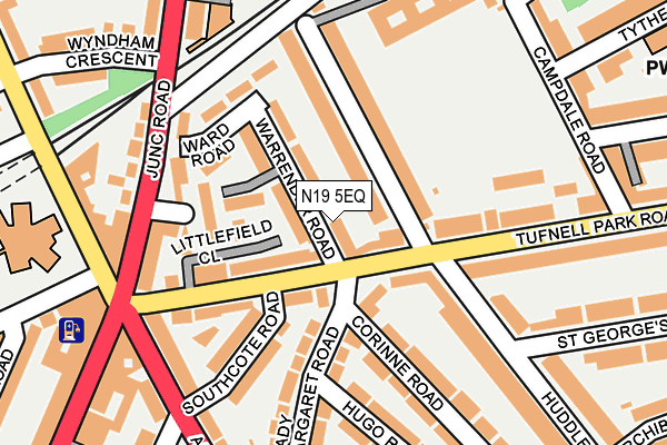 N19 5EQ map - OS OpenMap – Local (Ordnance Survey)