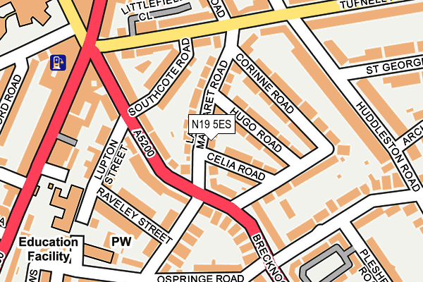 N19 5ES map - OS OpenMap – Local (Ordnance Survey)