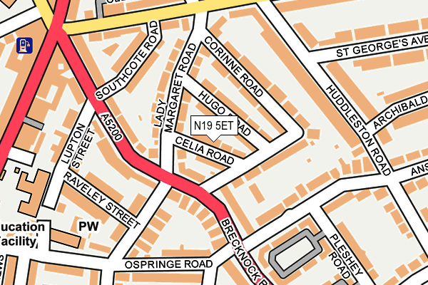 N19 5ET map - OS OpenMap – Local (Ordnance Survey)