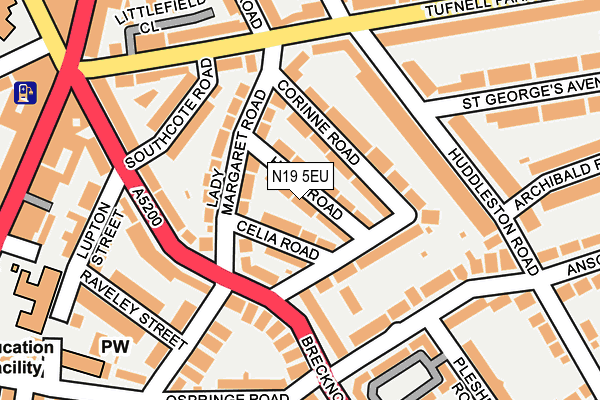 N19 5EU map - OS OpenMap – Local (Ordnance Survey)