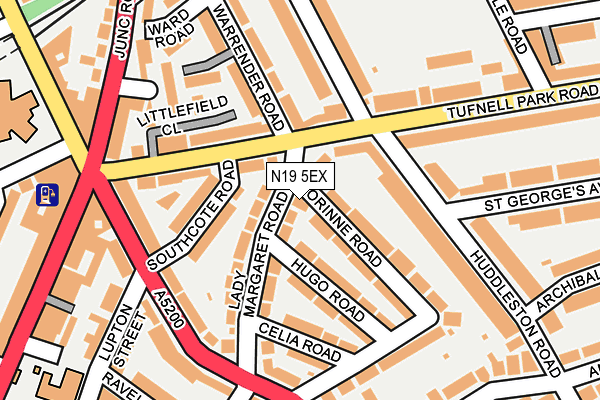 N19 5EX map - OS OpenMap – Local (Ordnance Survey)
