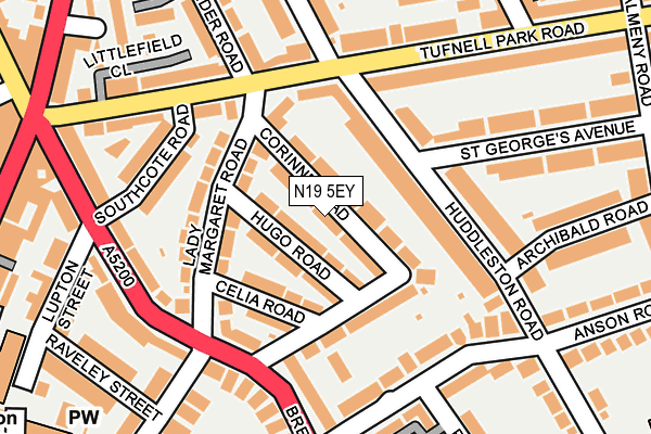 N19 5EY map - OS OpenMap – Local (Ordnance Survey)