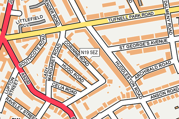 N19 5EZ map - OS OpenMap – Local (Ordnance Survey)