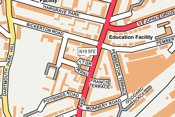 N19 5FE map - OS OpenMap – Local (Ordnance Survey)