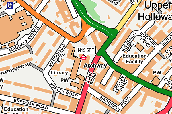 N19 5FF map - OS OpenMap – Local (Ordnance Survey)