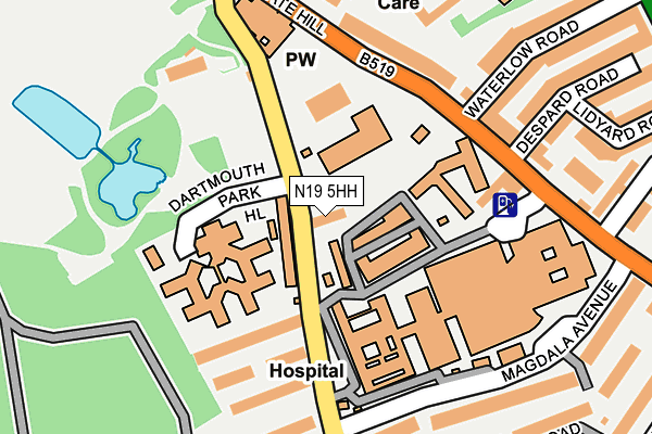 N19 5HH map - OS OpenMap – Local (Ordnance Survey)