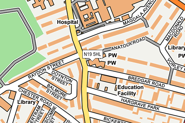 N19 5HL map - OS OpenMap – Local (Ordnance Survey)