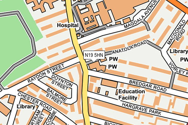 N19 5HN map - OS OpenMap – Local (Ordnance Survey)