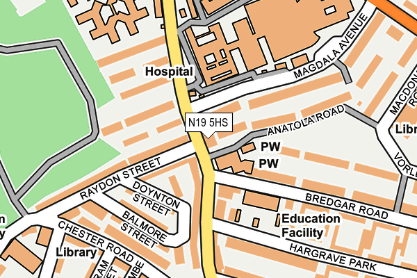 N19 5HS map - OS OpenMap – Local (Ordnance Survey)