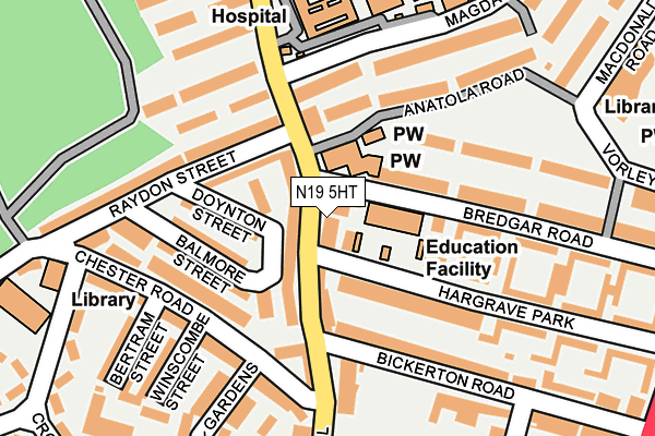 N19 5HT map - OS OpenMap – Local (Ordnance Survey)