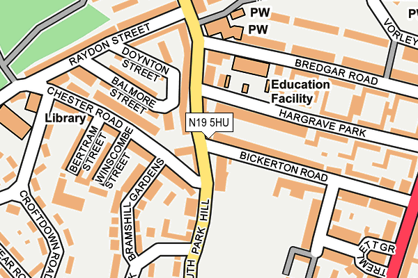 N19 5HU map - OS OpenMap – Local (Ordnance Survey)