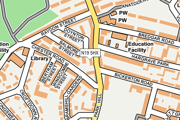 N19 5HX map - OS OpenMap – Local (Ordnance Survey)
