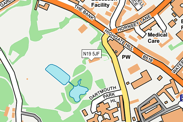 N19 5JF map - OS OpenMap – Local (Ordnance Survey)
