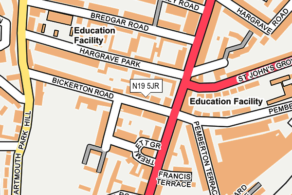 N19 5JR map - OS OpenMap – Local (Ordnance Survey)