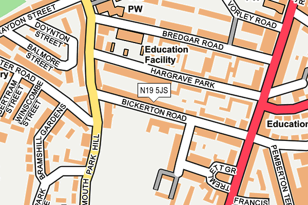 N19 5JS map - OS OpenMap – Local (Ordnance Survey)