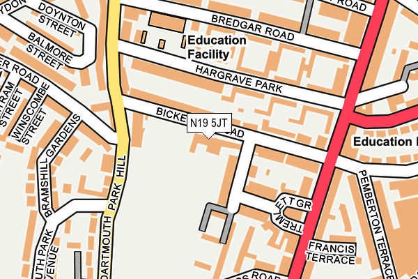 N19 5JT map - OS OpenMap – Local (Ordnance Survey)