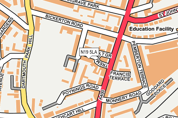 N19 5LA map - OS OpenMap – Local (Ordnance Survey)