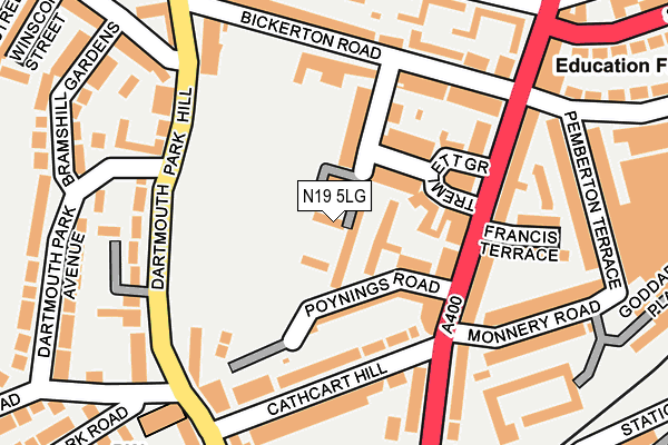 N19 5LG map - OS OpenMap – Local (Ordnance Survey)